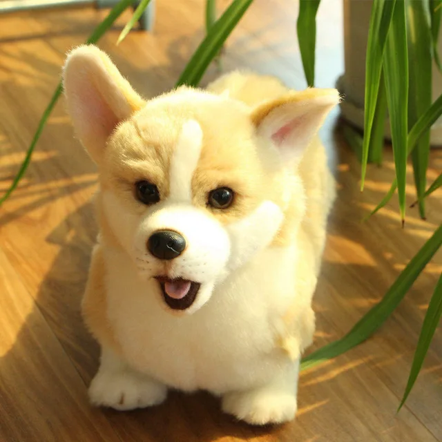 Simulation Plush Short-legged Corgi Dog Simulation Dog Stuffed Animal Toys Super Realistic Dog Toy Home Decor Pet Photo Props