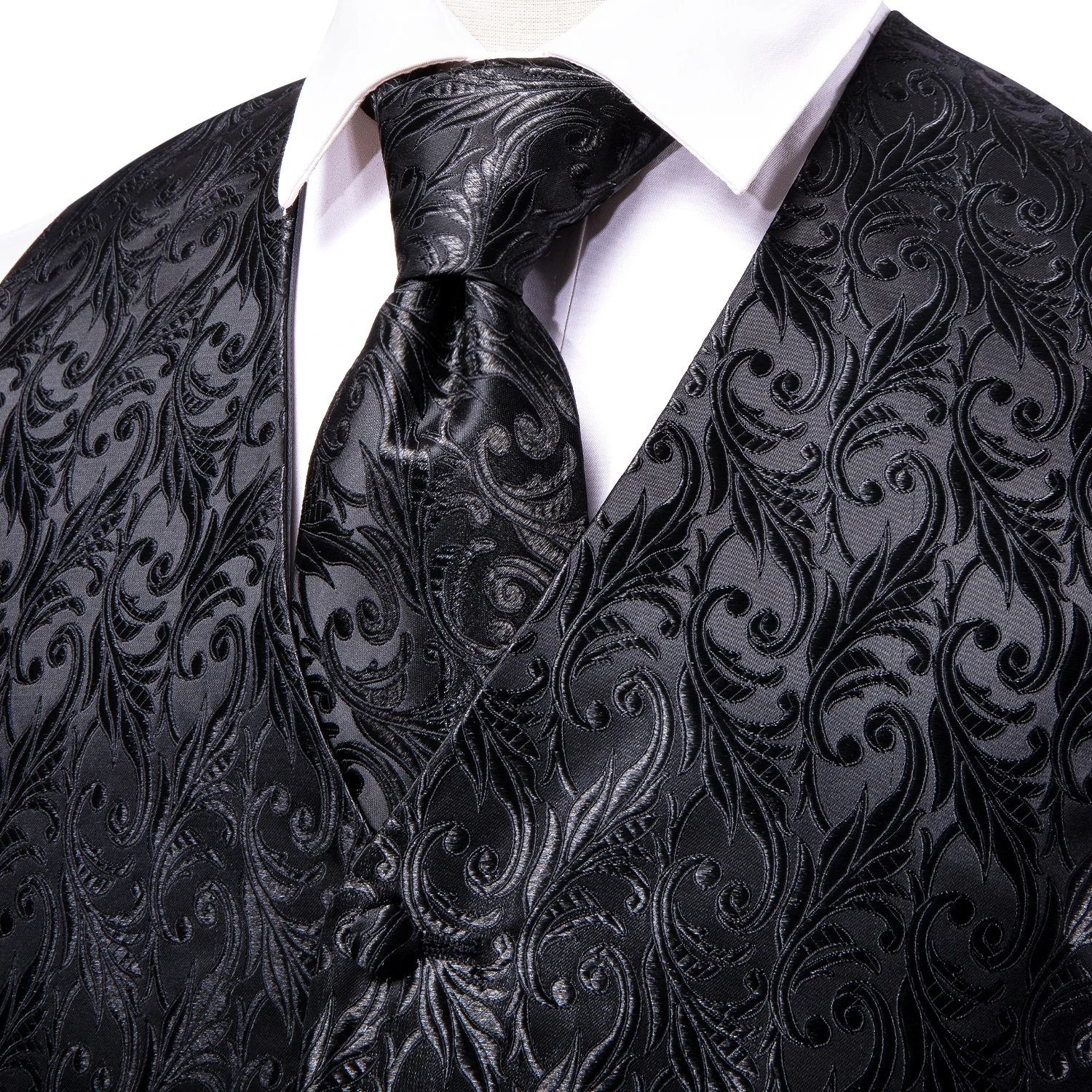 Men Silk Vest Paisley Jacquard Necktie Hankerchief Cufflinks Sets Male Sleeveless V-Neck Waistcoat Business Formal dress vests