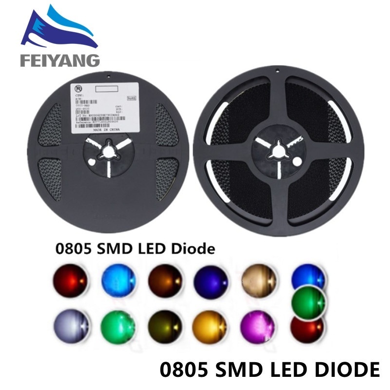 100pcs 0805 SMD LED White Red Blue Yellow Green Orange Warm White Pink Purple RGB Light Emitting Diode