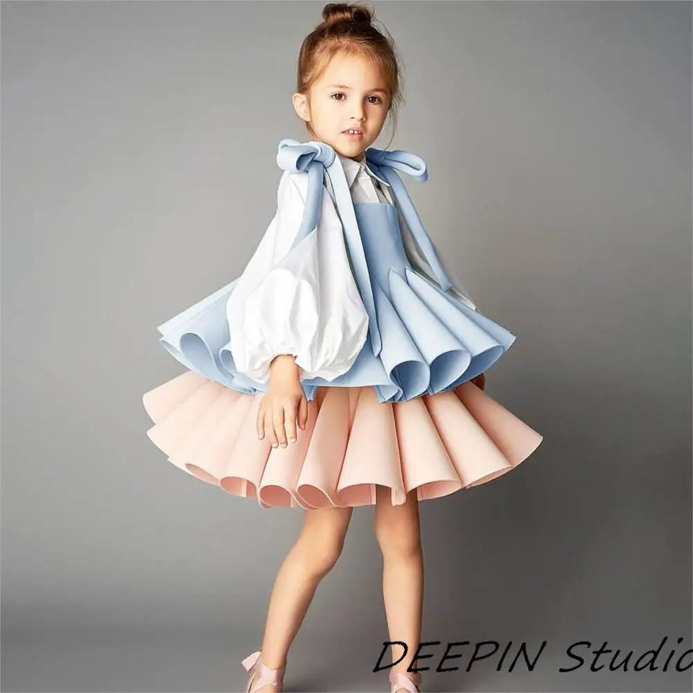 

2024 New 3Pcs Baby Flower Girl Dress Set Children Dresses for Birthday Party Ball Gown Kids Evening Bridesmade Prom Wedding Robe
