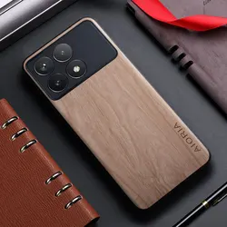Bamboo Wood Pattern Leather Phone Case - Premium Protection with Stylish Design for Poco X6 (White)