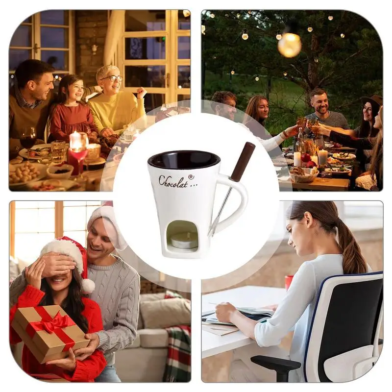 Chocolate fondue M UG fondue set ceramic melting cup butter heater heating tea light melting for candy and chocolate