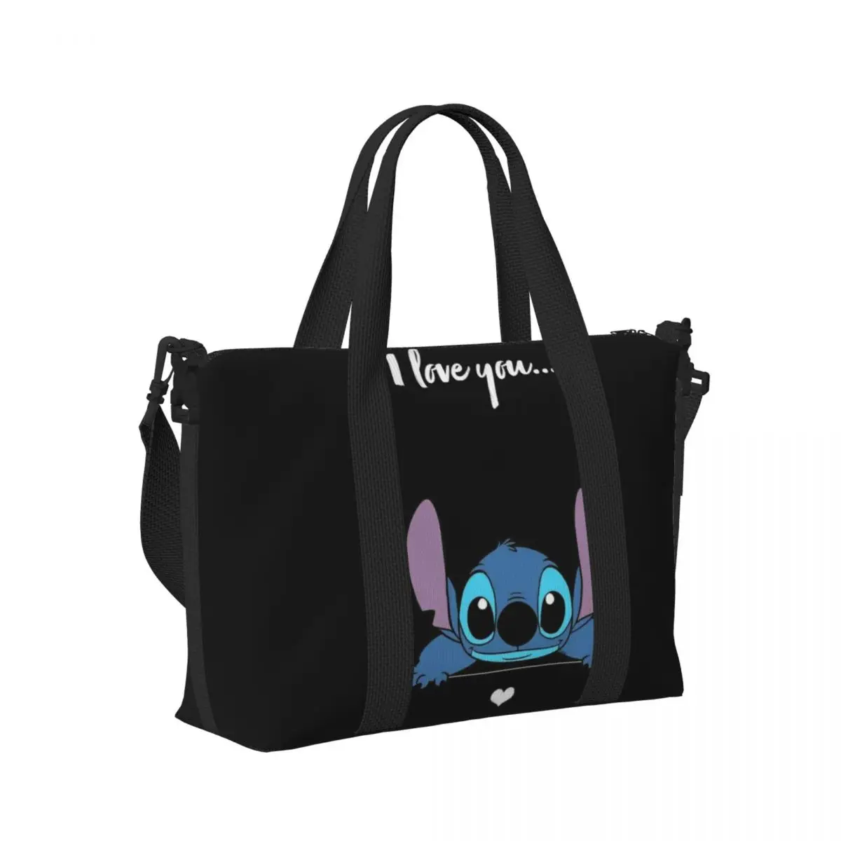 Custom Cute Stitch Beach Tote Bag Women Cartoon Big Compartment Beach Gym Travel Bags 3