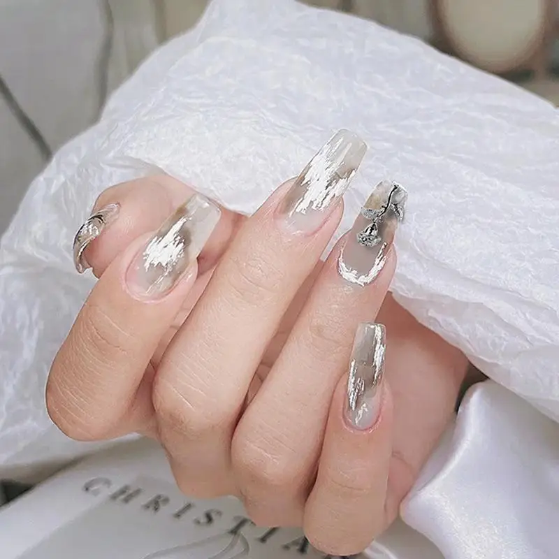 20pcs 라이트 럭셔리 금속 합금 장미 꽃 네일 매력 DIY 손톱에 대 한 3D 레트로 실버 꽃 네일 아트 장식 액세서리