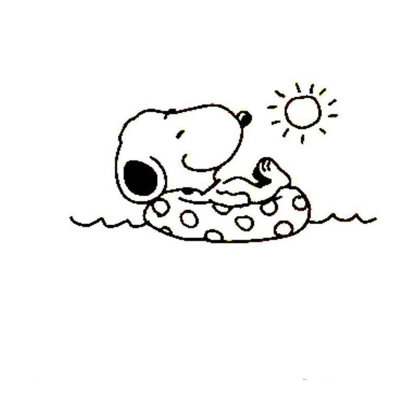 Funny Snoopy Sunbathing Stickers Bathroom For Home Decoration Waterproof Mural Art Diy Wall Decals