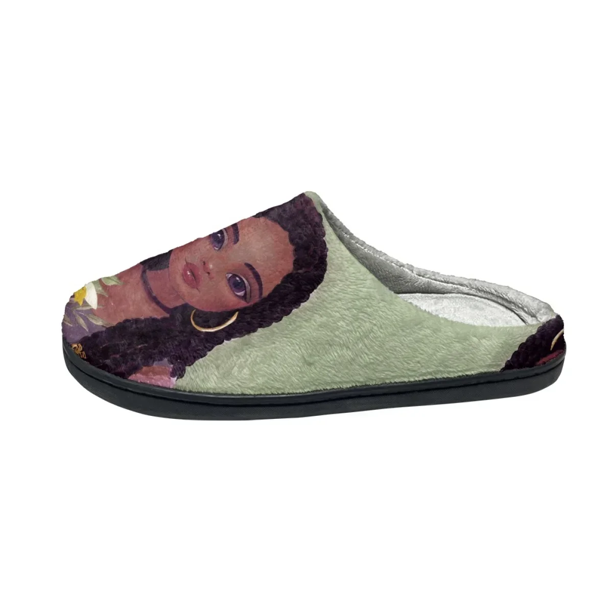 Winter Women Flannel Slippers Africa Print Couple Indoor Non-Slip Slipper Slides Warm Bedroom Lady Comfy Footwear Zapatos Planos
