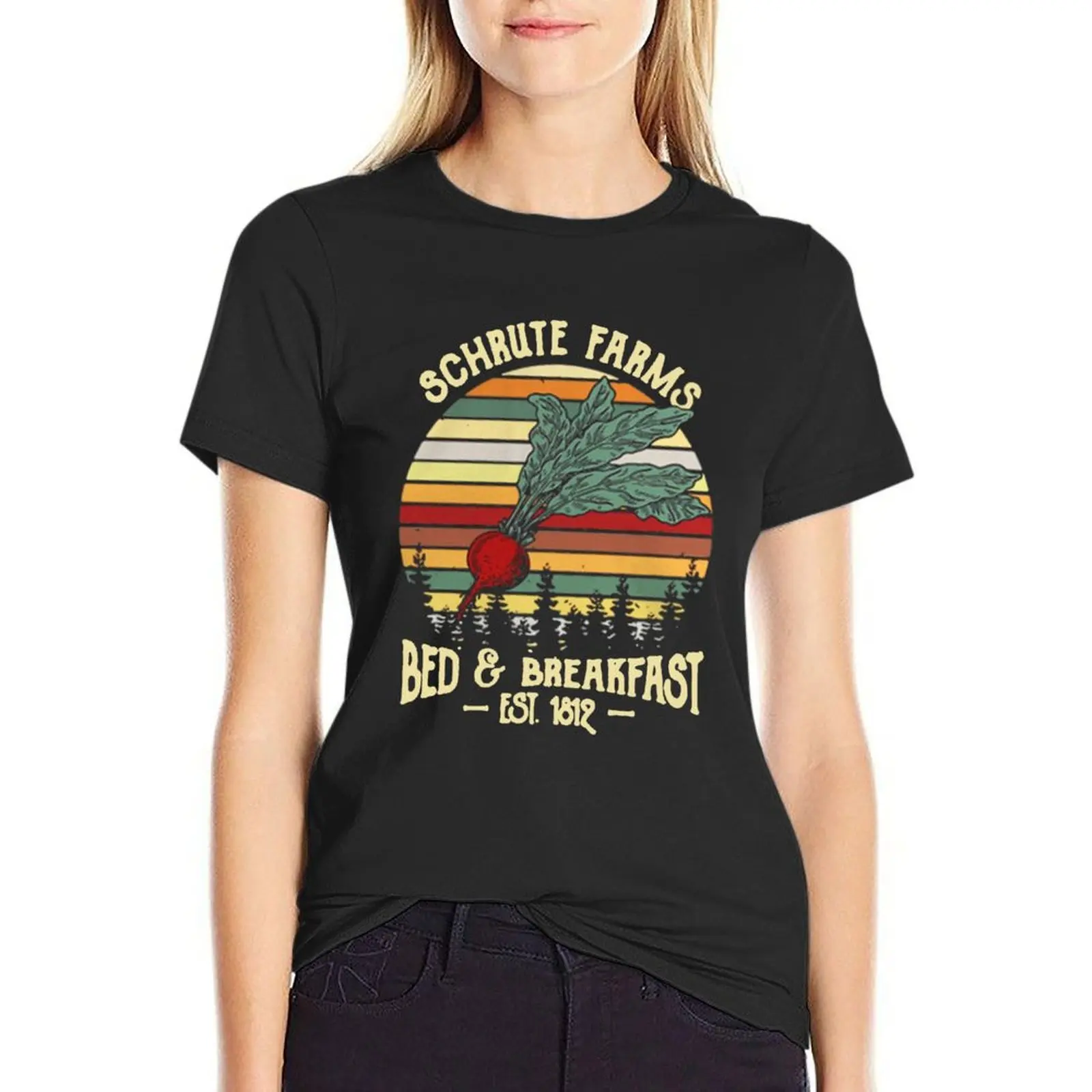 schrute farms bed and breakfast T-Shirt anime clothes animal print shirt for girls cute tops female Womens graphic t shirts