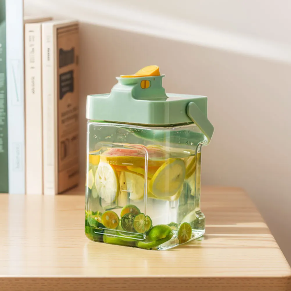 2.3L Portable Plastic Drink Dispenser with Spigot Refrigerator Juice Jug Beverage Liquid Drink Container for Party