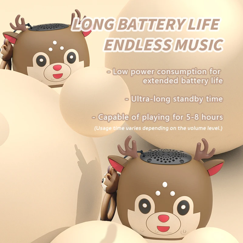 Mini Cute Bluetooth Speaker Portable Lucky Deer Hifi Sound Music Box Wireless TF Card MP3 Music Player IP65 Waterproof Dustproof