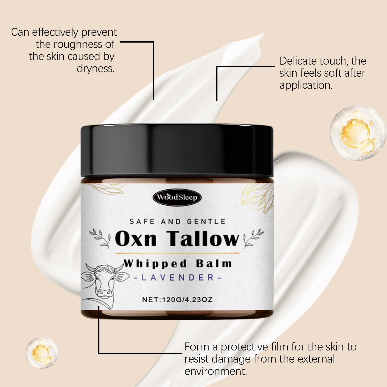 Beef Tallow Cream for Dry Damaged Skin Nourishing Body Balm Reduce Redness Anti Puffiness Firming Lifting Moisturizing Face Care 3