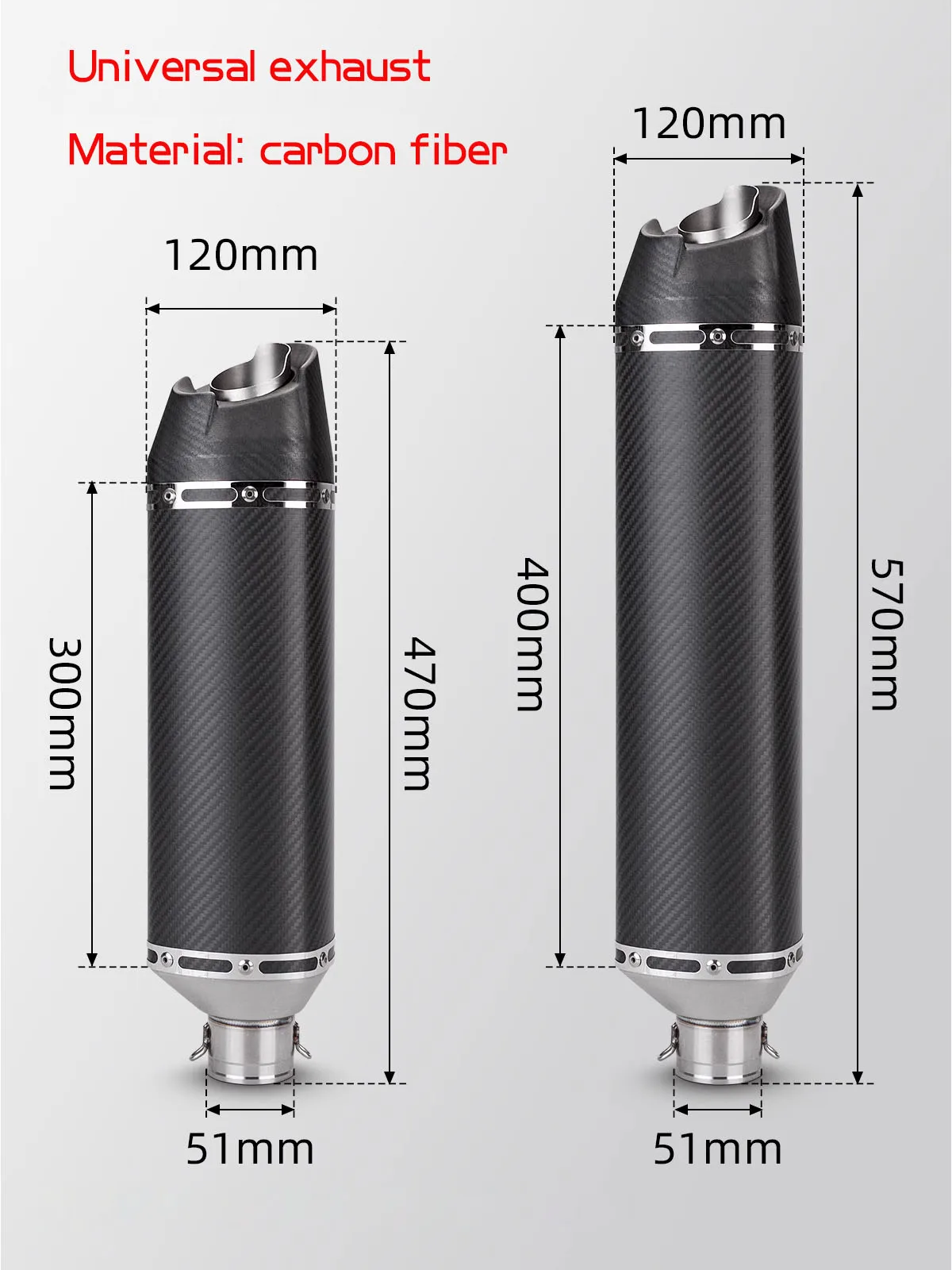 

motorcycle accessories slip on 51mm universal exhaust pipe for Z900 MT07 R3 450SR AT2 Nozzle for muffler carbon exhaust