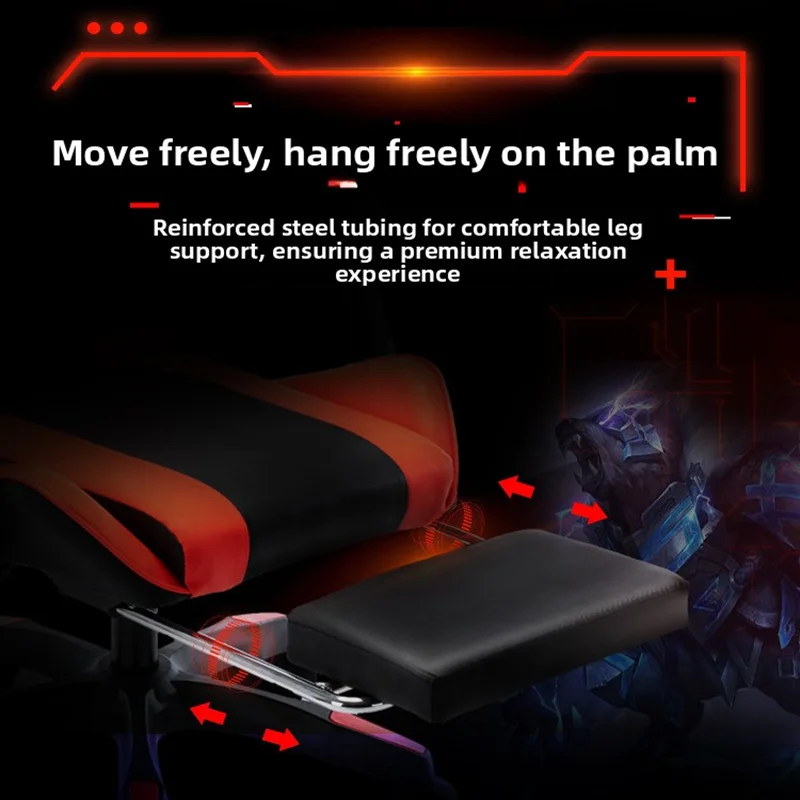 Gaming chair with lumbar soft pillow support and adjustable height footrest, an ergonomic computer gaming chair. view 5