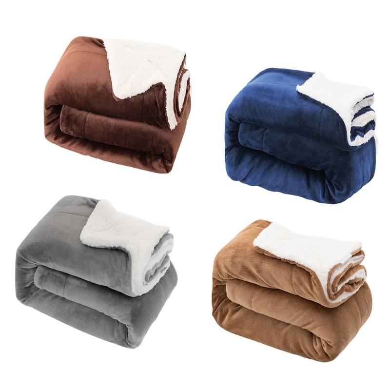 

Sherpa Flannel Fleece Reversible Blanket for Extra Soft Plush Throw Size Fuzzy Quilts for Sofa Bed Couch