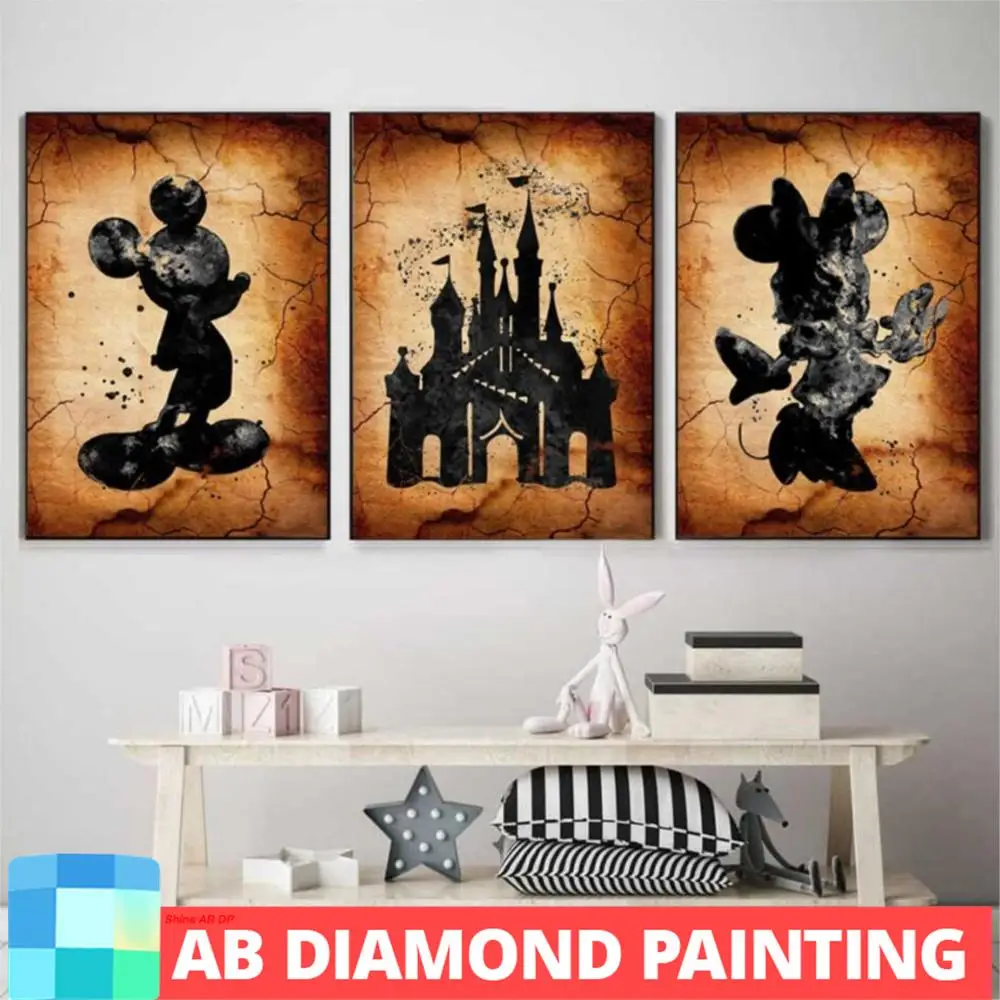 

Набор для алмазной живописи Disney, винтажная мозаика с изображением Золушки, замка Микки и Минни, Декор для дома