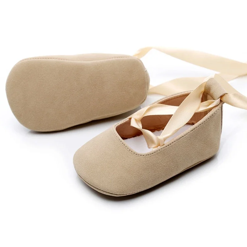 0-2T Comfortable Newborn Baby Girl Dance Shoes Ballerina Sweet Ribbon Toddler Infants Crib Shoes Anti-slip Sole Prewalker 4