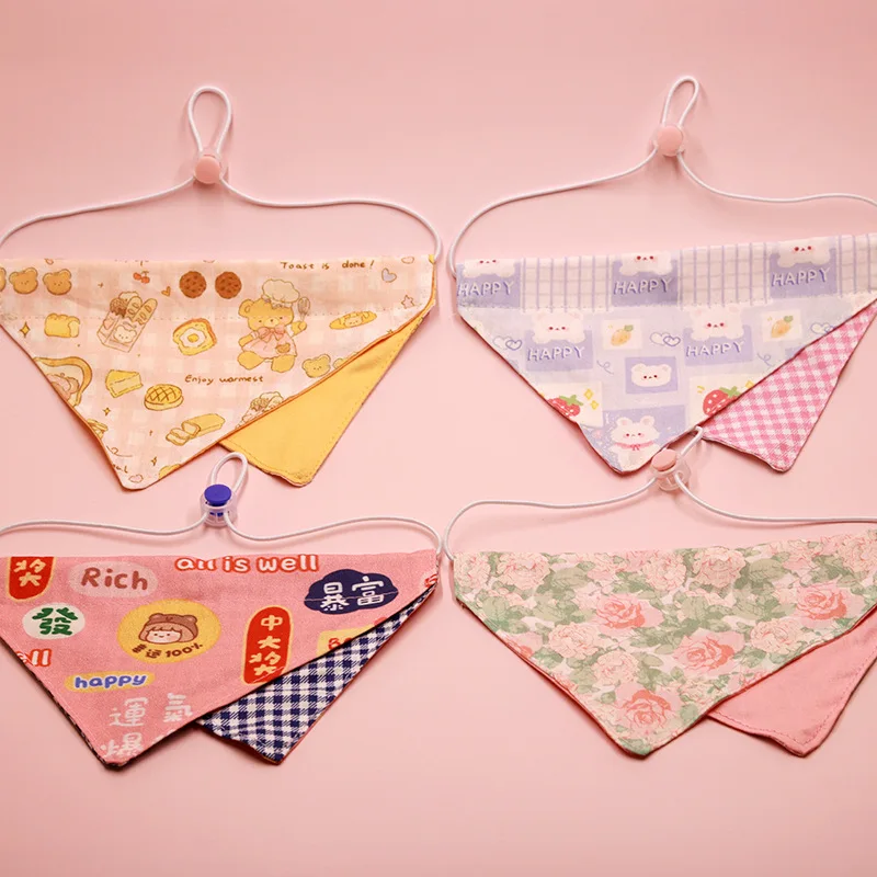 Pet Supplies New Cotton Printed Pet Triangular Scarf Saliva Towel Cat Puppy Bib