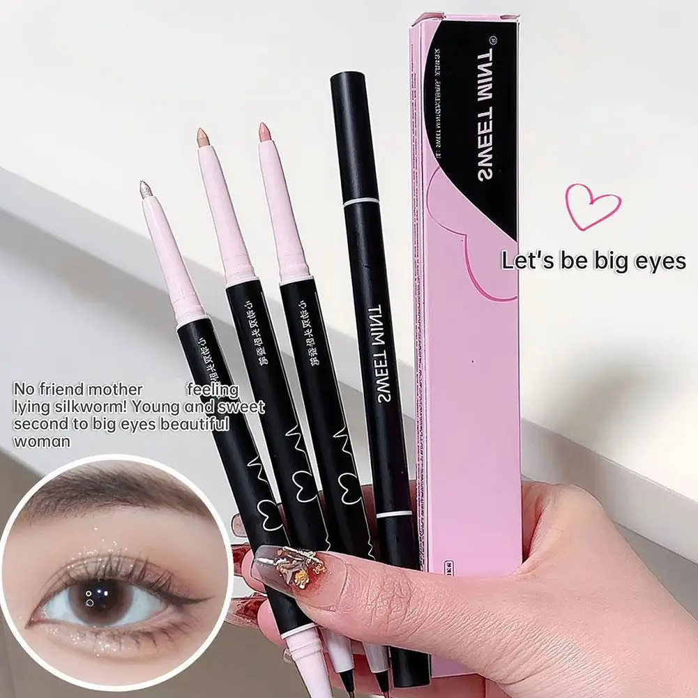 Double-Headed Silkworm Eyeliner Pencil Shadow + Highlight 2in1 Ultra-fine Pen Tip For Beginners Affordable Easy T I8A2 eyeshadow pencil,eyeliner pencil,eyeshadow eyeliner