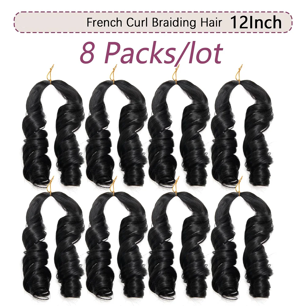 French Curls Braiding Hair 12/16/24Inch Synthetic Spiral Curls Braids Hair Extensions For Women Pre Stretched Loose Wave 5