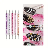 Hot Sale New In 5 Pcs/set Nail Art Dotting Pen Crystal Beads Handle Dual-ended Drawing Painting Rhinestones Manicure Tools 2