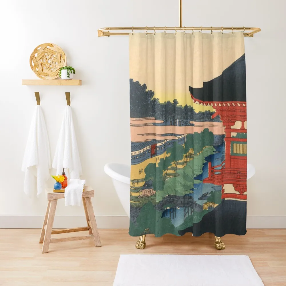 

Red Pagoda over River Vintage Ukiyo-e Woodblock Print Shower Curtain Funny Shower Bathroom Deco Bathroom Accessorys Curtain