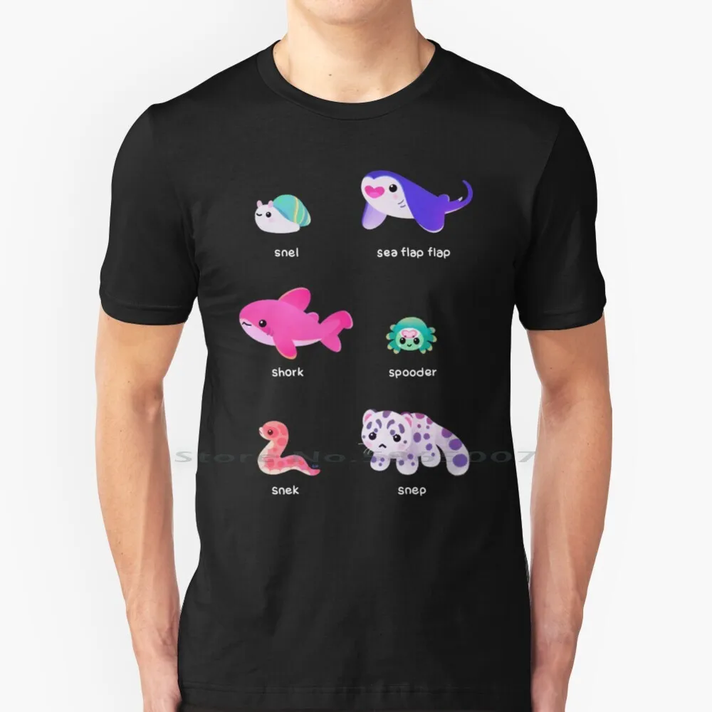 Smol Frens футболка из 100% хлопка Animal Pikaole Милая кавайная Морская жизнь снег Леопард