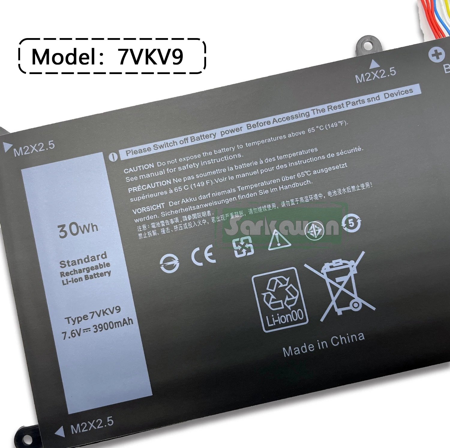 Sarkawnn-bateria Pilhas 3900mah 7vkv9 para a Latitude 12 7275 12 E7275 Xps 12 Xps 12 9250 Xps 12 9250 - Imagem 4