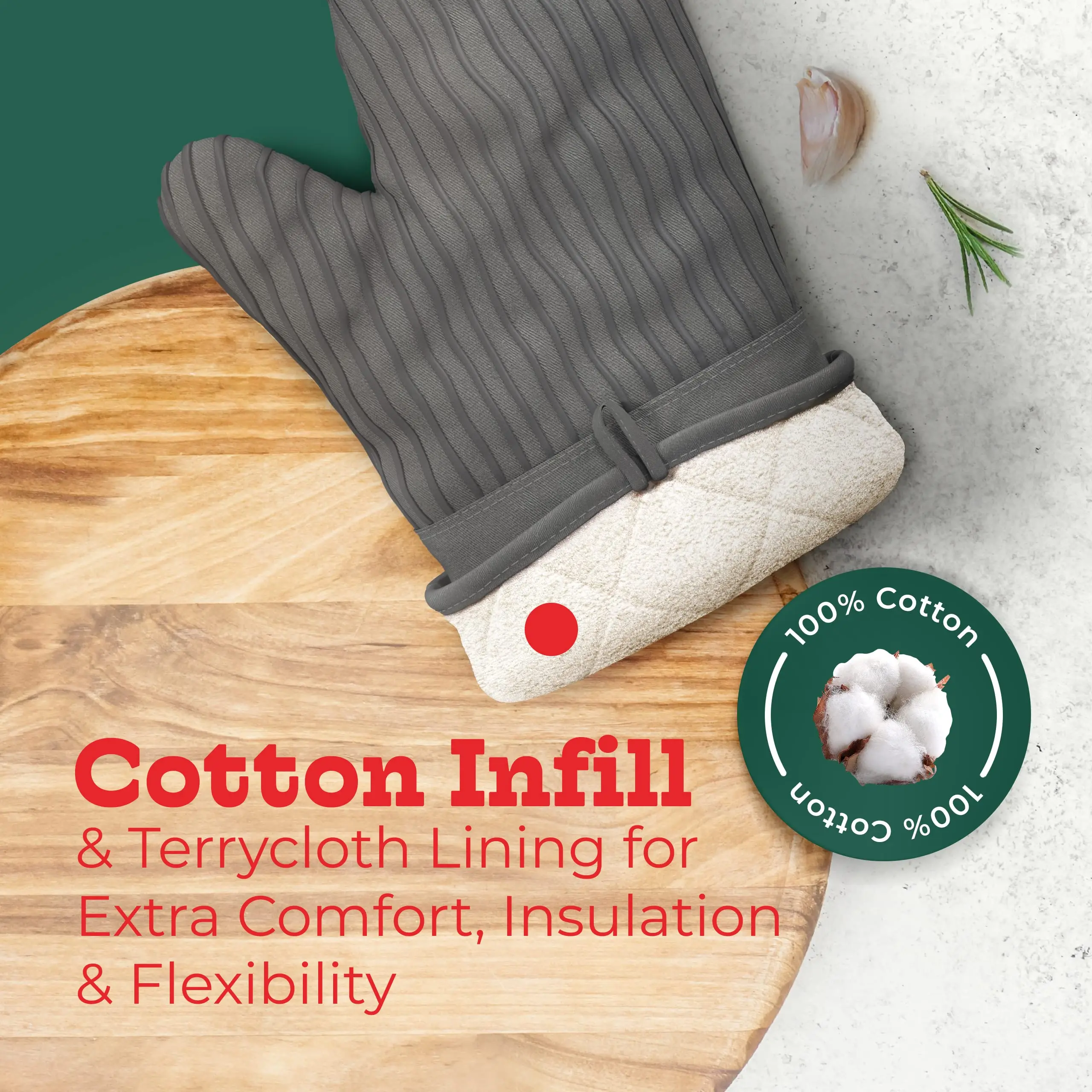 Heat-Resistant Oven Mitts-Set of 2 Silicone Kitchen Oven Mitt Gloves