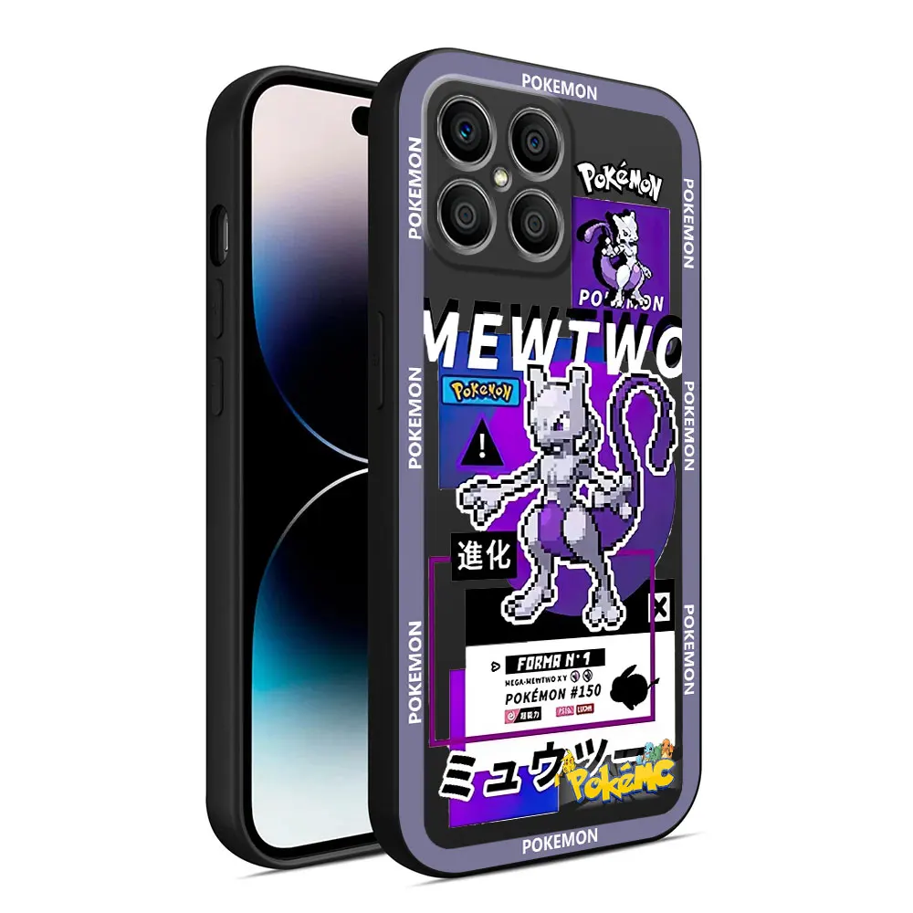 Funda de Pokémon para Honor 90 Lite 8X 20 70 X8 X8A X9a X7 X6 50 Magic5 Pro 4, Funda de teléfono suave negra