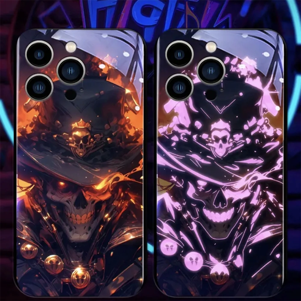 Japanese Popular Anime Role Smart LED Light Up Glass Phone Case For VIVO IQOO 12 11 10 9 8 Pro X100 X90 X80 X70 X60 X50 Pro Plus
