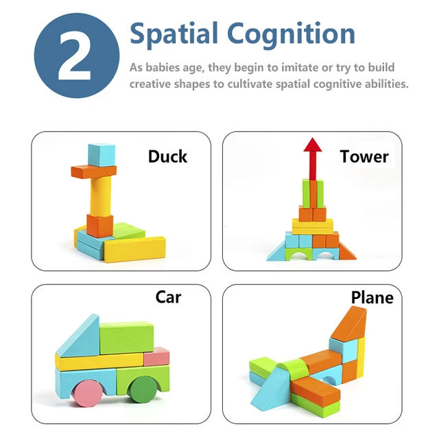 Wooden Building Blocks Set with Storage Bag Wooden Toys for Kids Assembled Building Blocks Early Educational Toys for Children 3