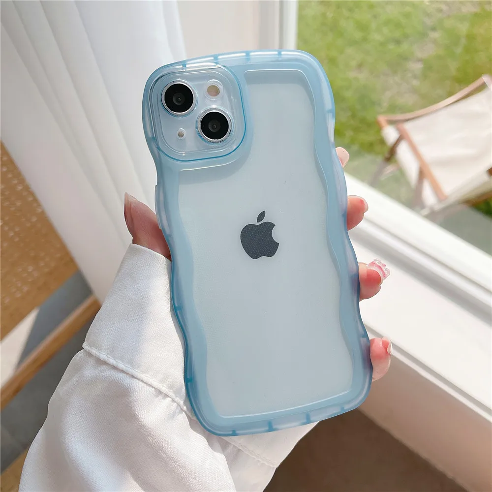 Clear Art Wavy Phone Case - Stylish Silicon Soft Back Cover