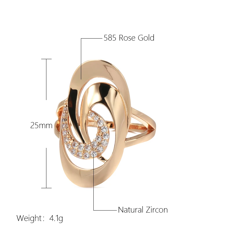 585 Rose Gold Rings for Women Natural Zircon Ring wedding rings gold rings