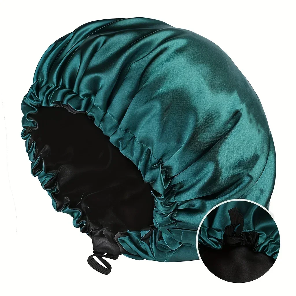 Satin Bonnet Large Satin Bonnet Silky Night Sleeping Cap Satin Bonnet With Head Tie Band Lace Up Shower Cap Curly Braid Hair