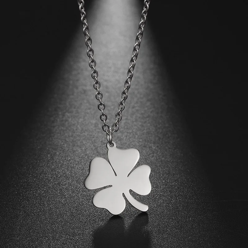 Collier Trèfle à Quatre Feuilles En Acier Inoxydable Pour Femme - Longueur 50 Cm (46+4) - Argenté, Hypoallergénique - Mendoza