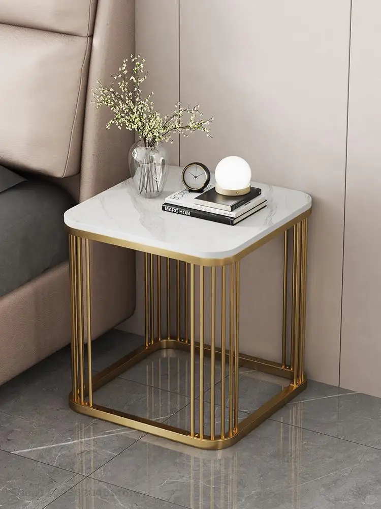 Rock Slab Side Table Small Square Table Rental House Living Room Sofa Corner Marble Side Cabinet Tea Balcony Small
