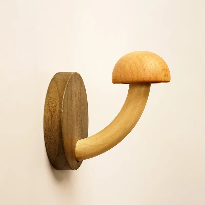 

New Unique Wooden Wall Floating Shelf Wall Hook For Bedroom Mushroom Hanging Shelves