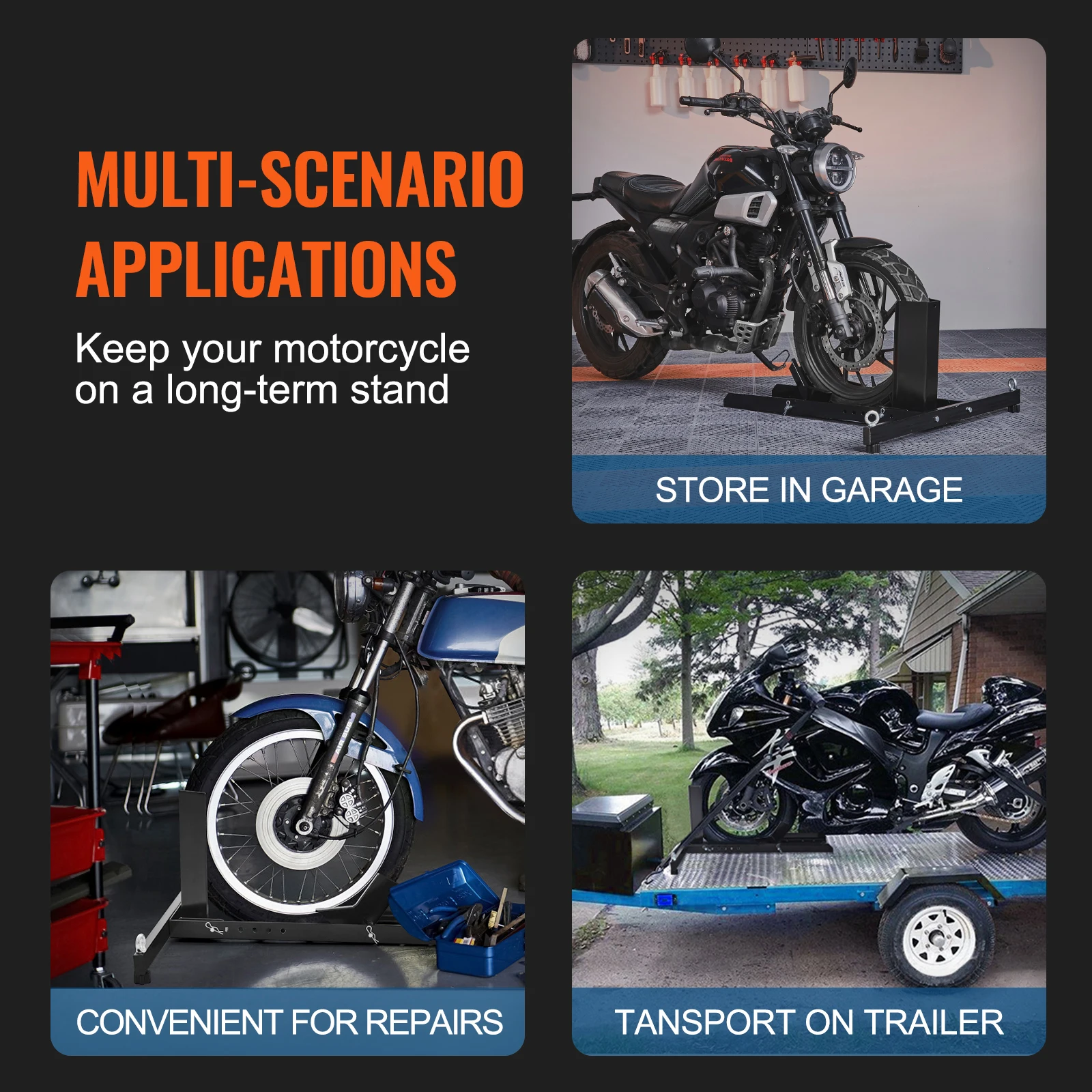 Heavy Duty Steel Motorcycle Wheel Chock for Front Wheel