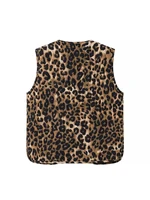 2024 New Women's Leopard Print Waistcoat Bowknot Front Sleeveless V-Neck Vest Casual Jacket Cardigan 2