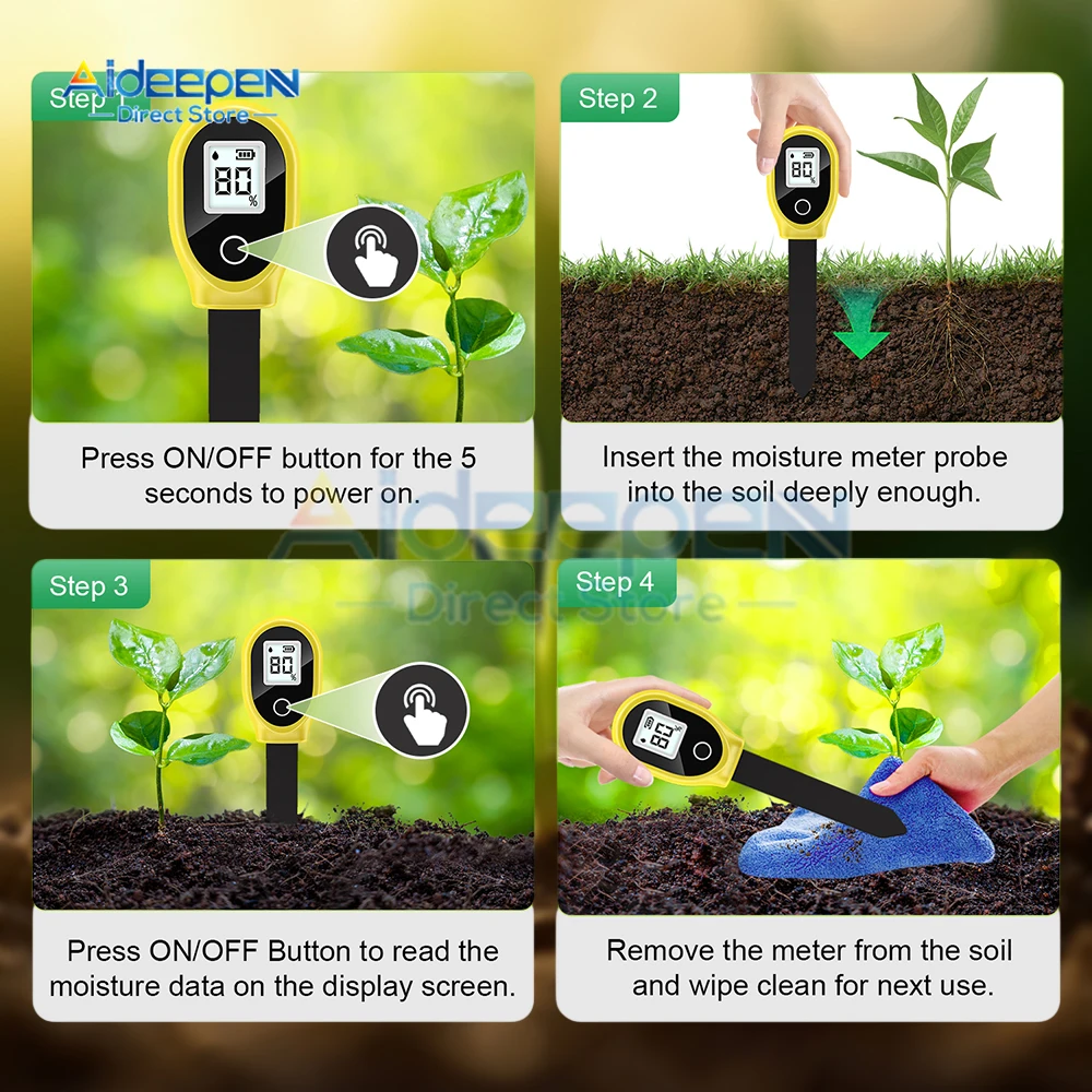 Portable Soil Moisture Sensor Monitor Plants Flower Soil Hygrometer Plant Detector Garden Care Planting Humidity Meter