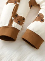 Winter Newborn Infant Baby Boys Romper Bear Print Long Sleeve Button Up Front Rompers Kids Onepiece Soft Fashion Baby  Clothing 4