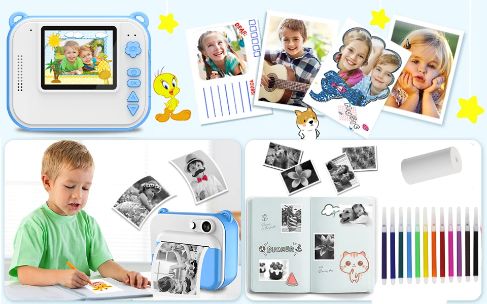 Children's Camera With Print Kids Instant Print Camera Digital Photo Camera Girl's Toy Child Camera Video Boy's Birthday Gift