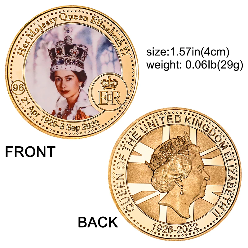 8 Designs 1926-2022 Queen Elizabeth II Commemorative Coin Set in Coin Holder UK Royal Family Chellenge Coin Collectible Gift