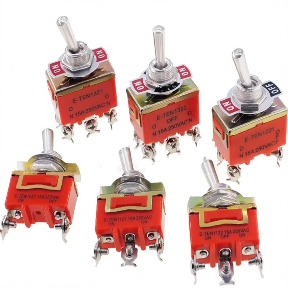 Interruptor de Alavanca com Travamento Automático Balancim Spst 10 Pcs 15a 250v E-ten1322 1021 1122 1221 1321 1321