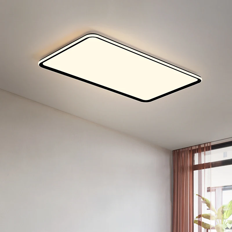 

Светодиодные потолочные светильники, Круглый квадратный современный простой светильник черного и белого цвета для гостиной, спальни, кабинета, комнатное освещение