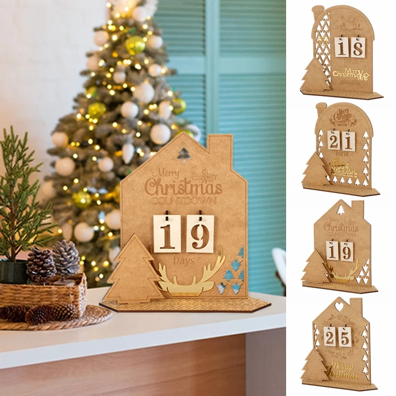 Merry Christmas Wooden Advent Countdown Calendar Creative Calendar Home  Tabletop Ornaments Christmas New Year Party Decorations - AliExpress