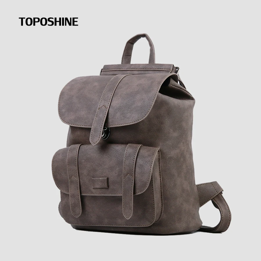 Toposhine 여성용 부드러운 PU 가죽 가방, 여성용 백팩, 솔리드 걸쇠, 여성용 가방, 패션 여아용 학교 가방, 여성용 배낭 1523, 새로운 디자인 