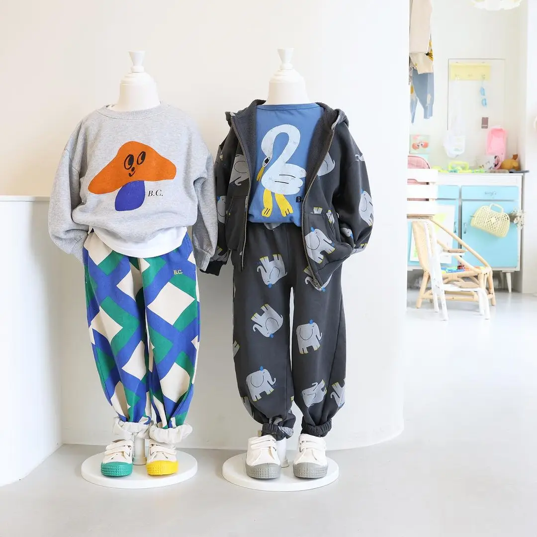 

Kids Boys Girls Clothes 2023 Autumn New BC Brand Cartoon Pattern Hooded Sweatshirt Pants Two Piece Set Outfit Set