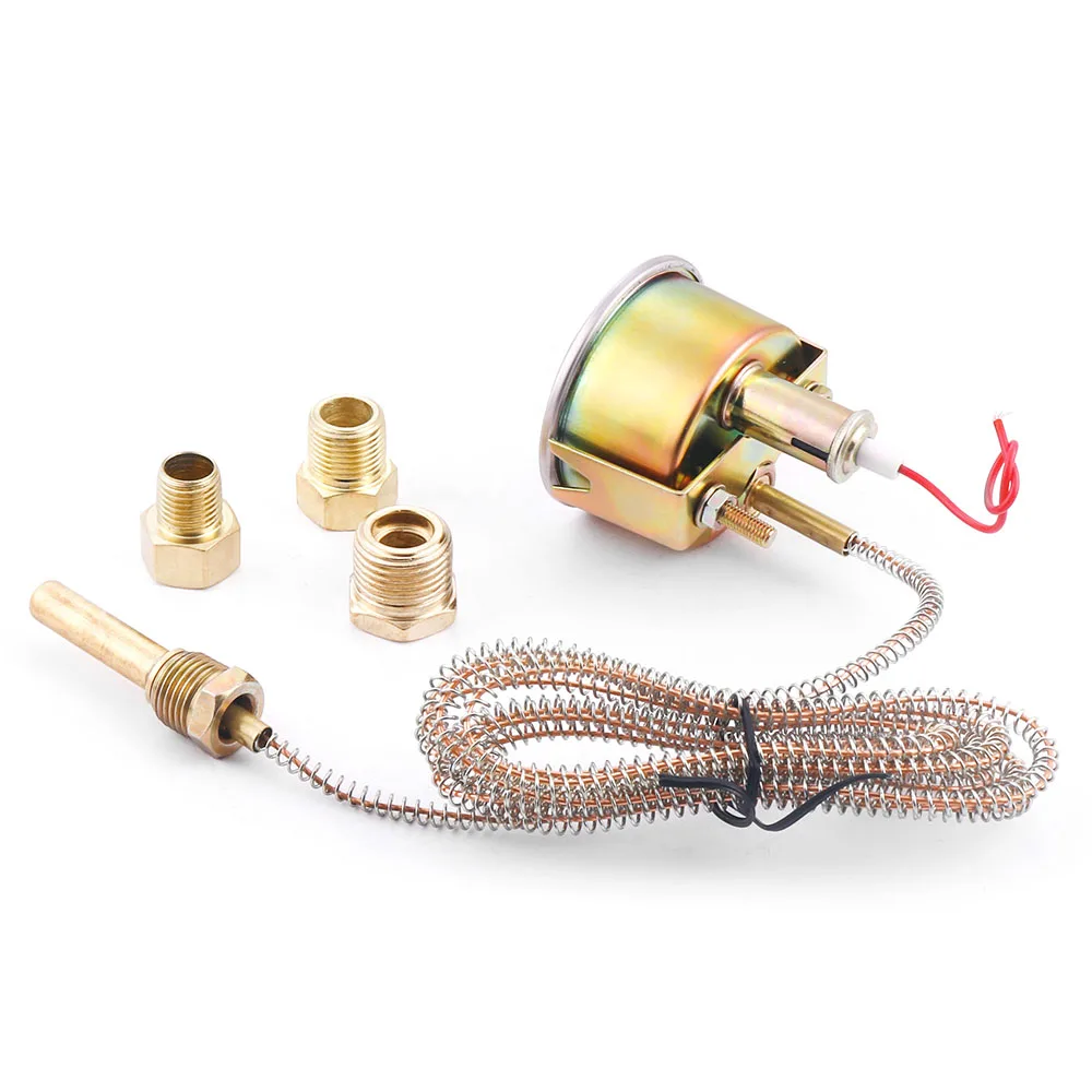 2 52MM 기계식 12V 수온 게이지 50-140 ℃ /130-280 ℉ 센서 NPT 1/2, NPT 1/4,NPT 3/8이 있는 수온 게이지 자동차 미터