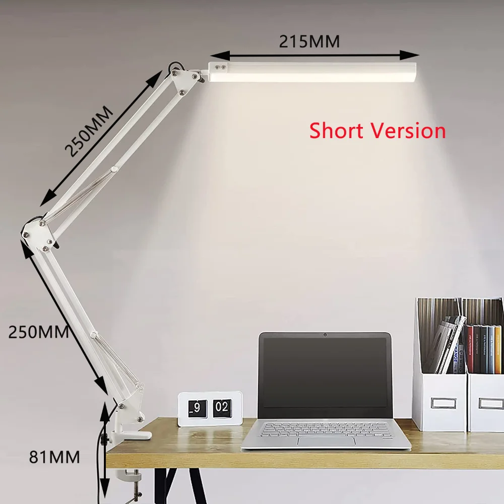 LED Desk Lamp with Clamp 10W Swing Arm Desk Lamp Eye-Caring Dimmable Desk Light with 10 Brightness Level, 3 Lighting Modes 6