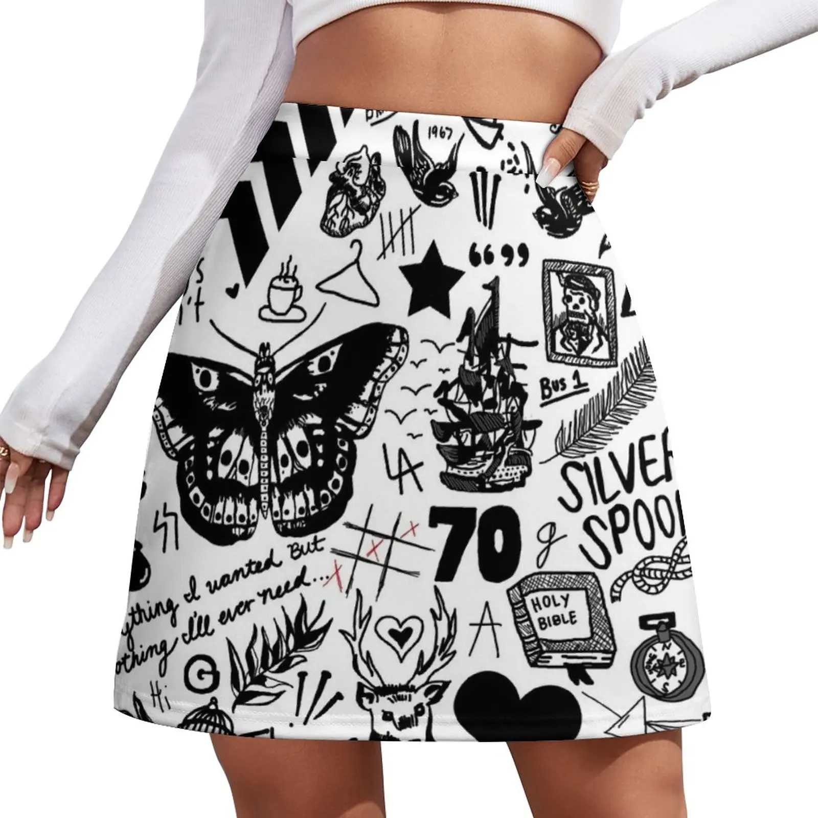 Tattoos Updated (2015) Mini Skirt women's clothing summer 2024 novelties kawaii skirt night club outfit